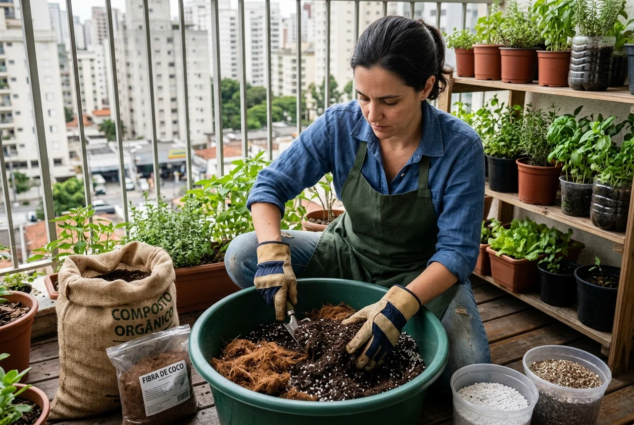 Preparação do substrato ideal para o cultivo urbano 