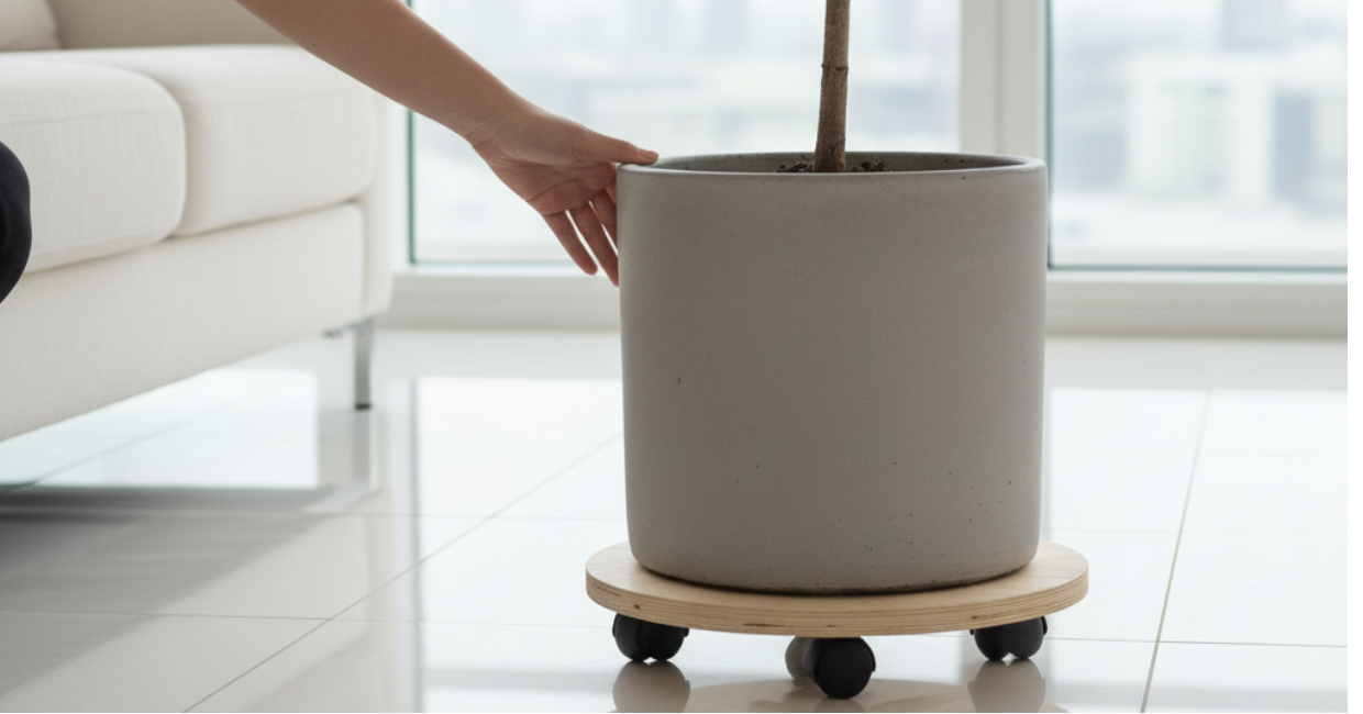 suporte com rodízio para vasos