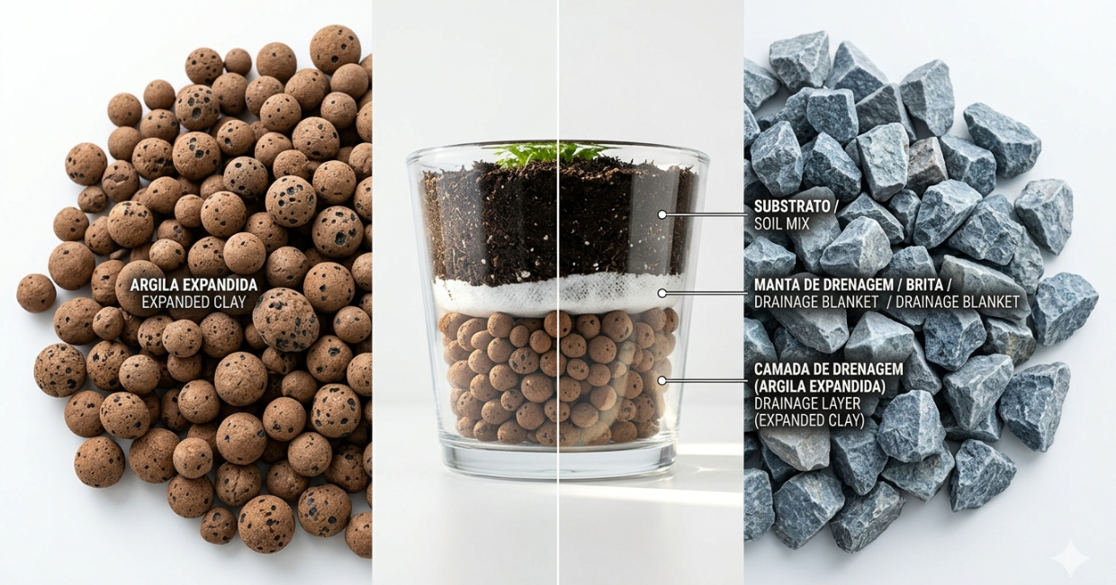 argila expandida ou brita