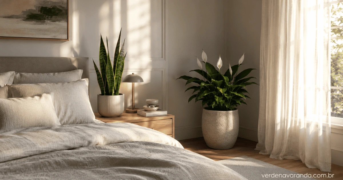 Decoração elegante usando plantas para quarto para criar um ambiente relaxante e saudável.