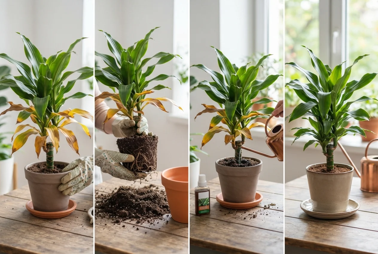 Como Tratar Dracena Folhas Amarelas Passo A Passo | verdenavaranda.com.br Como Tratar Dracena Folhas Amarelas Passo A Passo