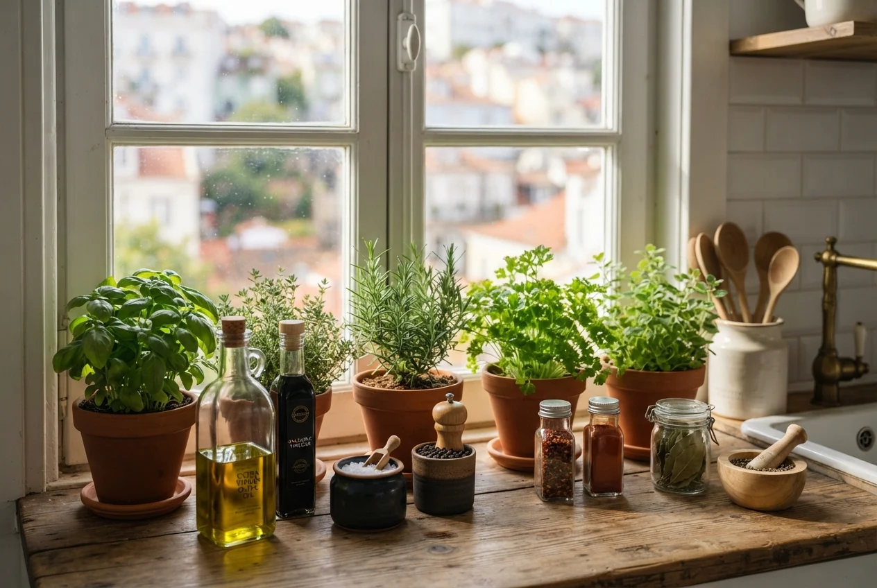 Condimentos Essenciais para a Janela da Cozinha 